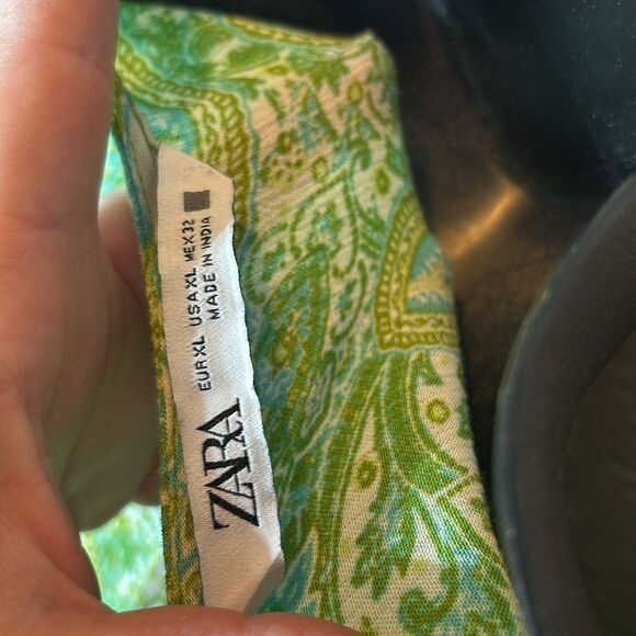 Zara women’s xl tiered maxi dress gauzy paisley boho beaded smock waist - Picture 9 of 9